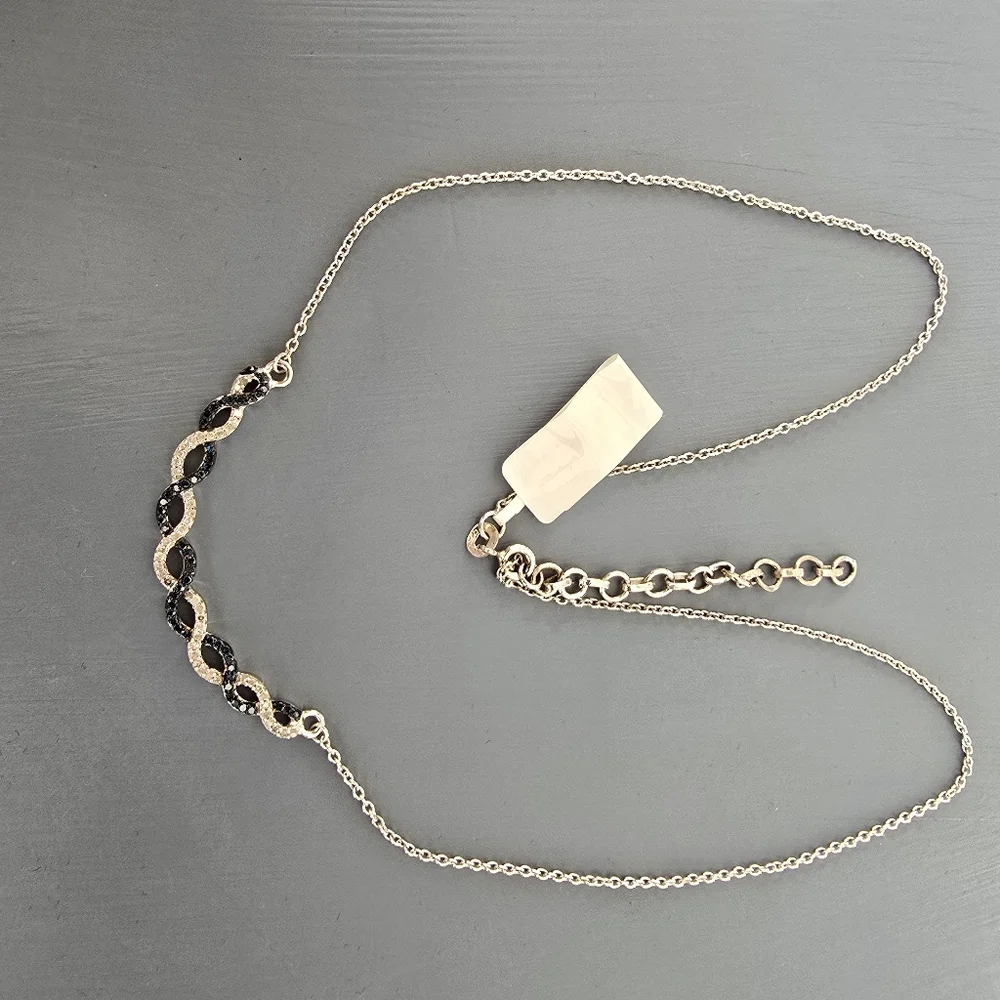 .925 STERLING SILVER Necklace W/ Clear And Blue Lab Created Diamond Pendant - Picture 2 of 4